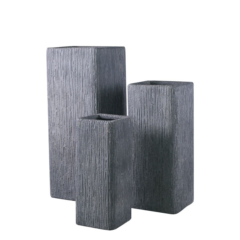 Κασπώ Ψηλό Τετράγωνο Ανάγλυφο Fiber Cement Grey 37x37x90H