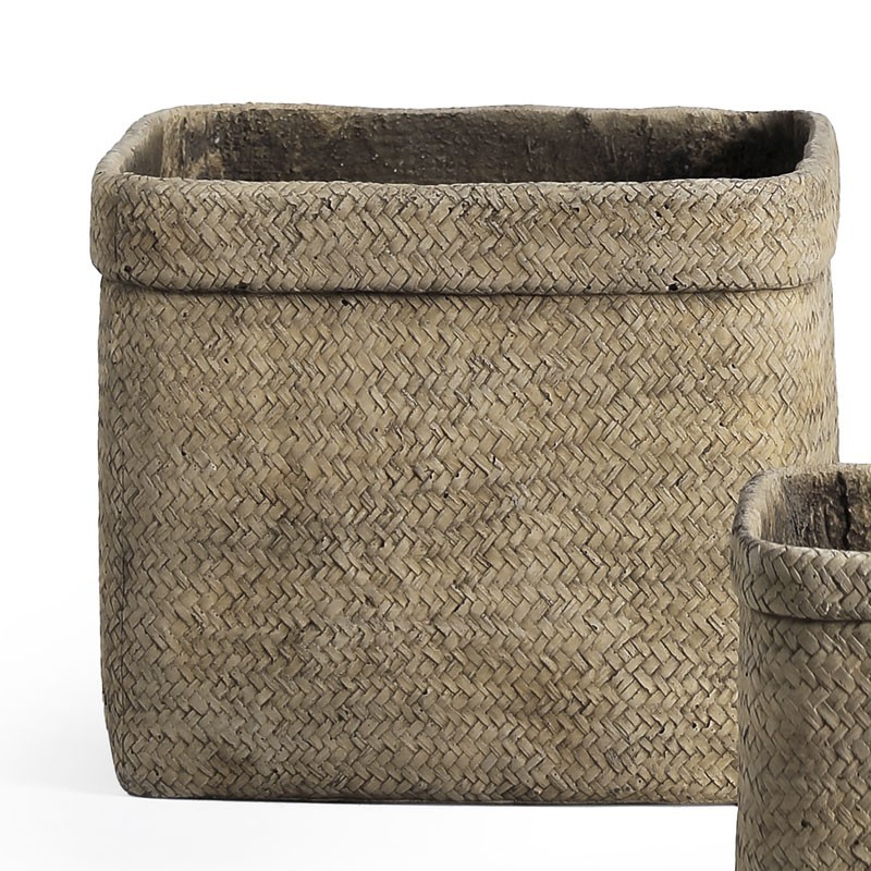 Κασπώ Τετράγωνο Fiber Cement Rattan 19x19x17H