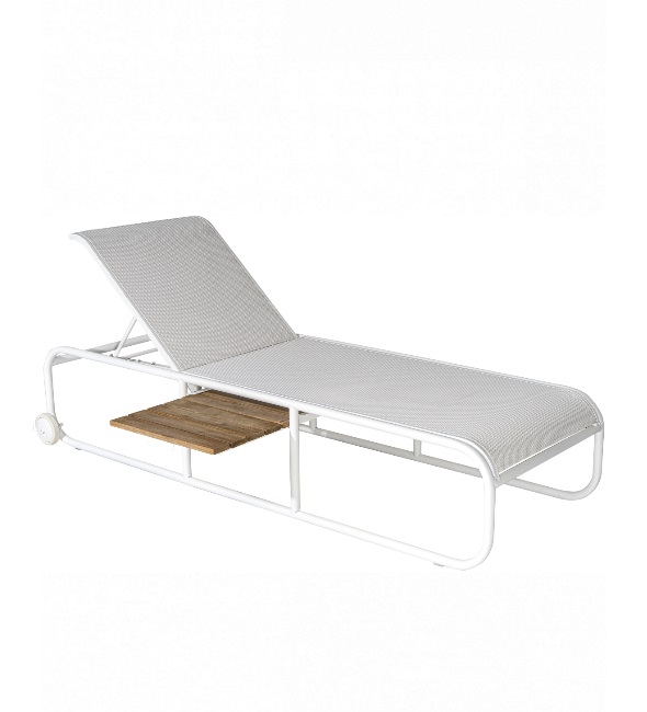 Nemo/SL Sun-Lounger White, WITH Side Table