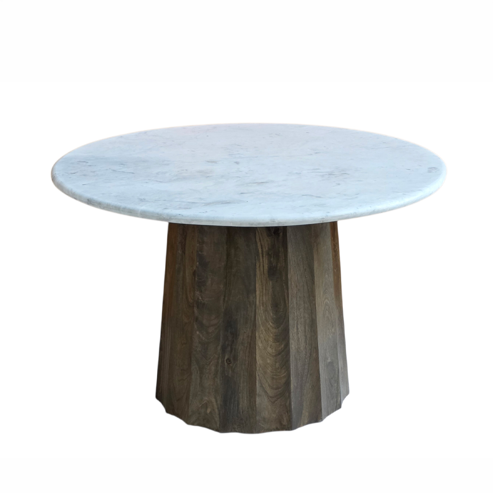 BORDS ΤΡΑΠΕΖΙ ΛΕΥΚΟ ΜΑΡΜΑΡΟ ΚΑΡΥΔΙ ΣΚΟΥΡΟ 120x120x77cm