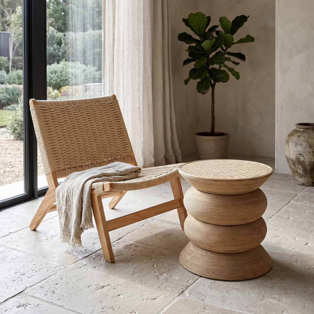 RIBBONS SIDE TABLE ΦΥΣΙΚΟ 59x59x53