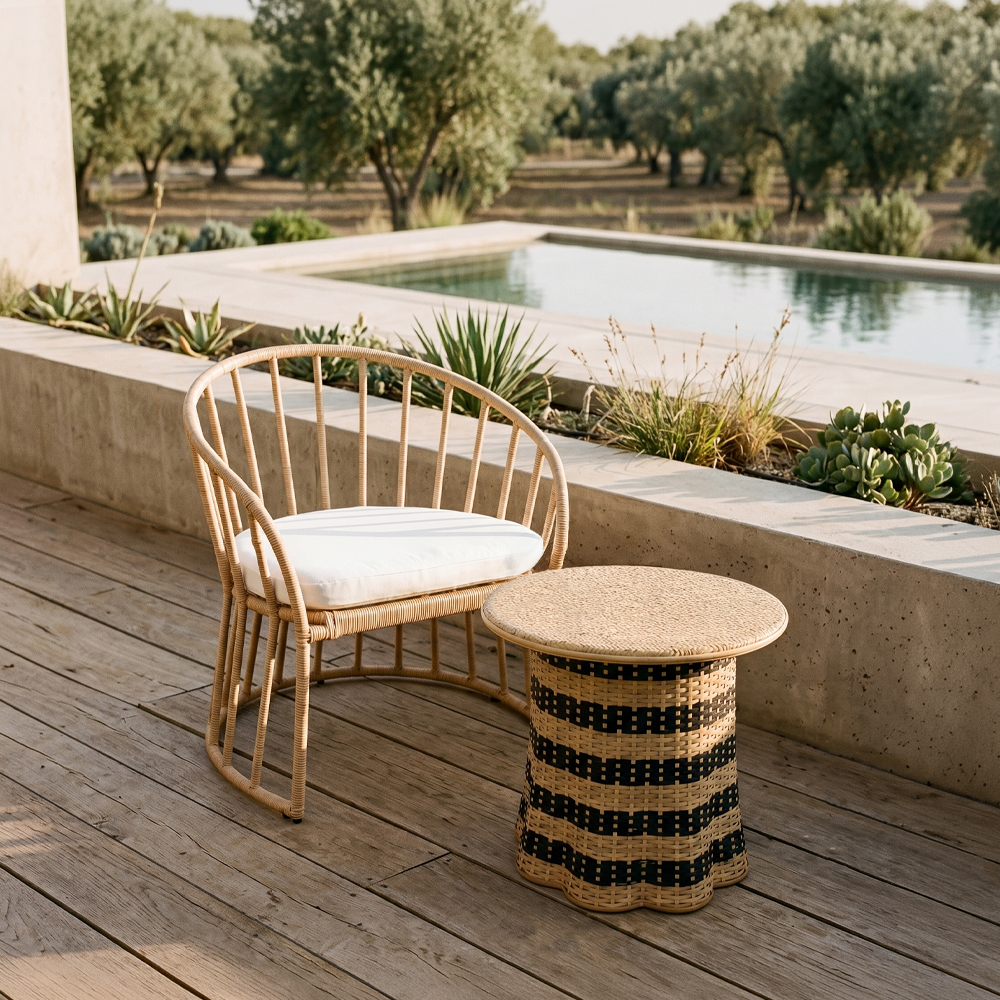 NUBIA COFFEE TABLE ΦΥΣΙΚΟ ΜΑΥΡΟ 60x60x52.5