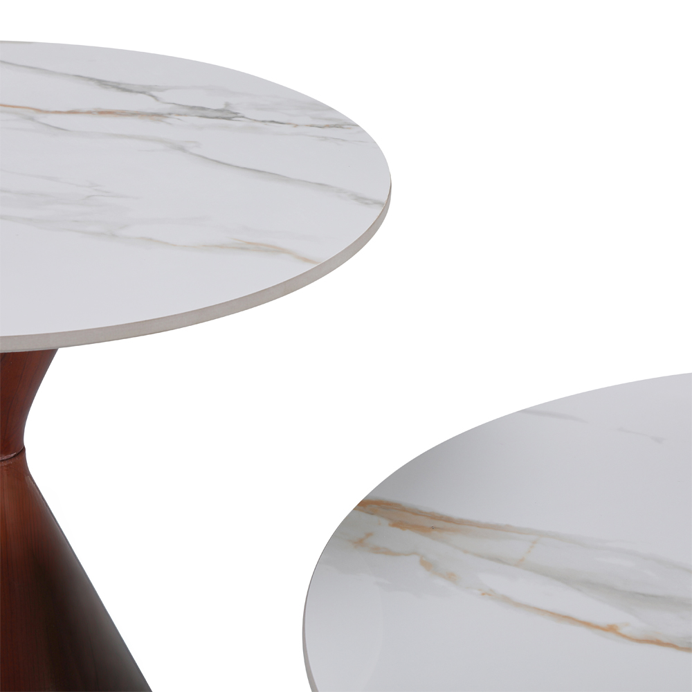 NOISETTE COFFEE TABLE SET 2ΤΕΜ ΛΕΥΚΟ ΜΕ ΟΨΗ ΜΑΡΜΑΡΟΥ ΚΑΡΥΔΙ 70x70x40cm