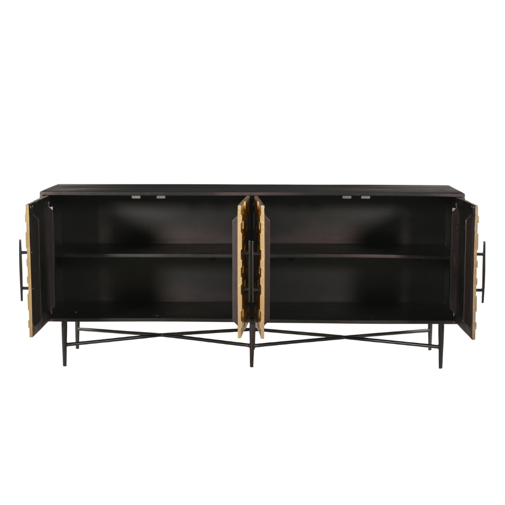 RITZ ΜΠΟΥΦΕΣ 4ΠΟΡΤΕΣ ΜΑΥΡΟ ΧΡΥΣΟ ΜΑΤ 180x45x76cm