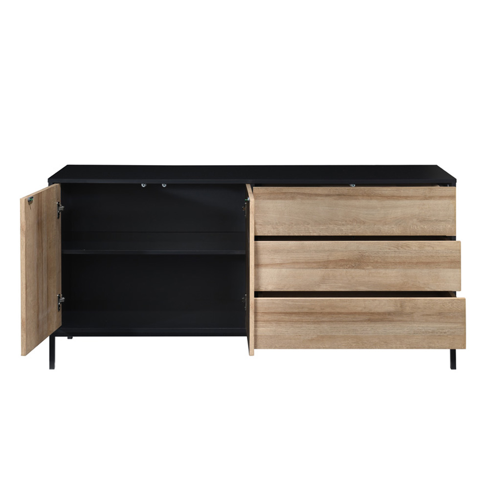BLACKBIRD ΜΠΟΥΦΕΣ 2ΠΟΡΤΕΣ 3ΣΥΡΤΑΡΙΑ RIVIERA OAK ΜΑΥΡΟ 150x40x75.5cm
