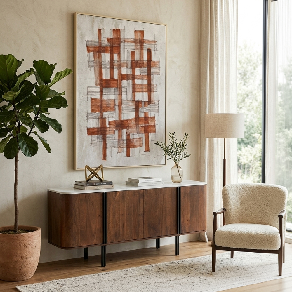 TERRA NOVA ΜΠΟΥΦΕΣ 4ΠΟΡΤΕΣ ΚΑΡΥΔΙ ΛΕΥΚΟ ΜΑΡΜΑΡΟ 180x40x76cm