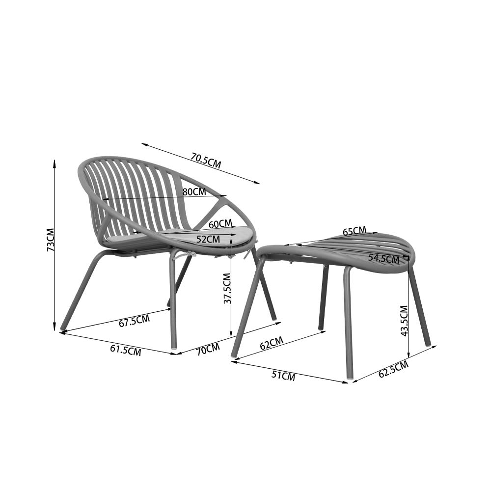 NADIN ΠΟΛΥΘΡΟΝΑ SET 2ΤΕΜ OFF WHITE 80×61.5×73