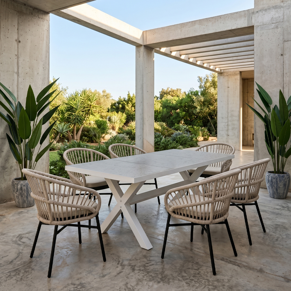 STABLE ΤΡΑΠΕΖΙ TERRAZZO ΛΕΥΚΟ 181×90.5x75cm