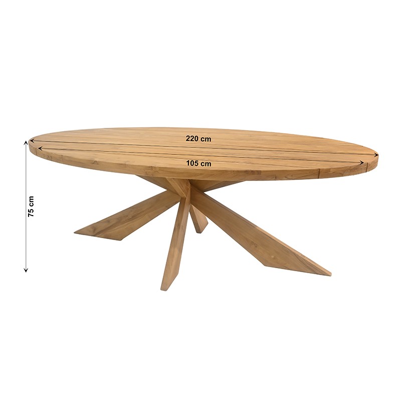Τραπέζι Elips 220cm Ξύλο Teak