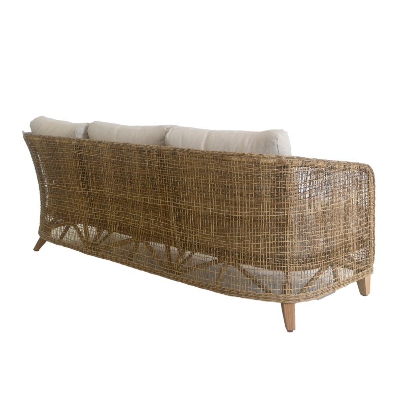 Καναπές Τριθέσιος Jasmin Ξύλο Teak / Wicker