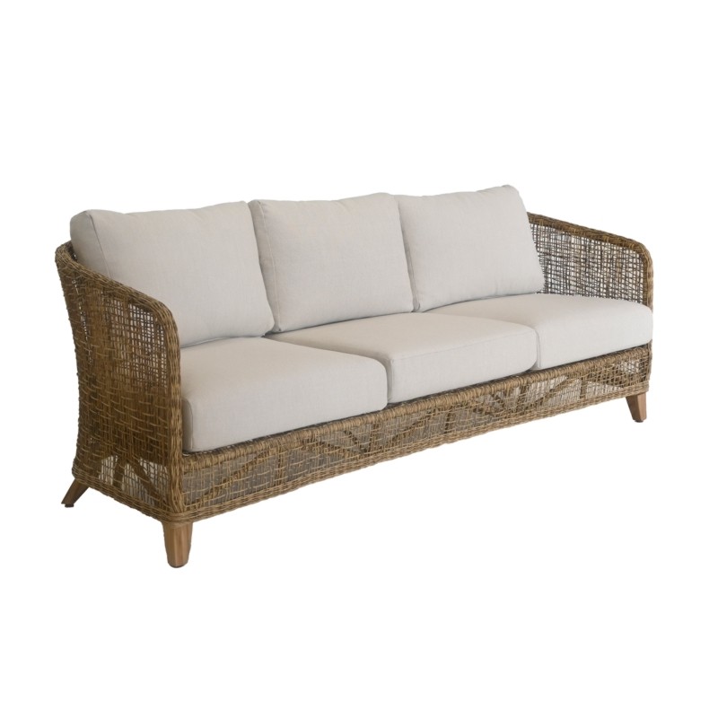 Καναπές Τριθέσιος Jasmin Ξύλο Teak / Wicker