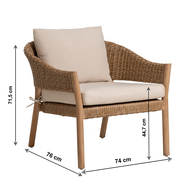 Πολυθρόνα lounge Karin Ξύλο Ακακίας