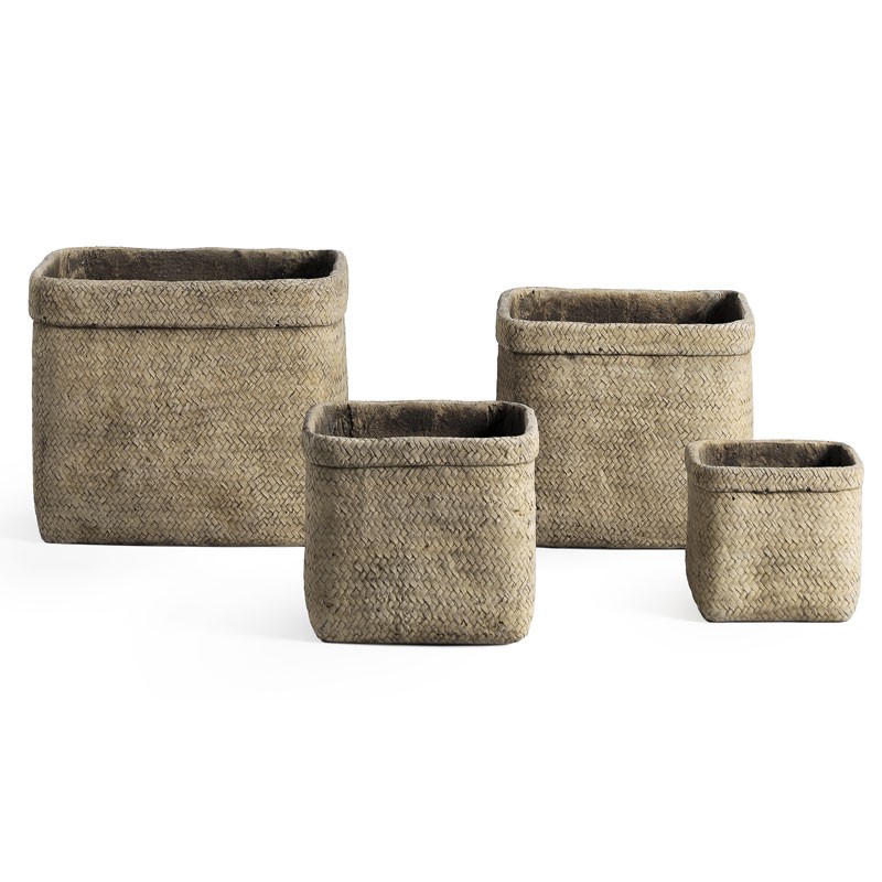 Κασπώ Τετράγωνο Fiber Cement Rattan 25x25x22H