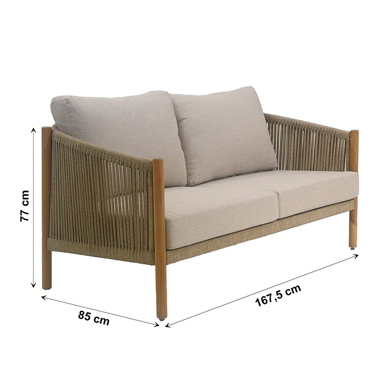 Καναπές Διθέσιος Touluse Ξύλο Teak