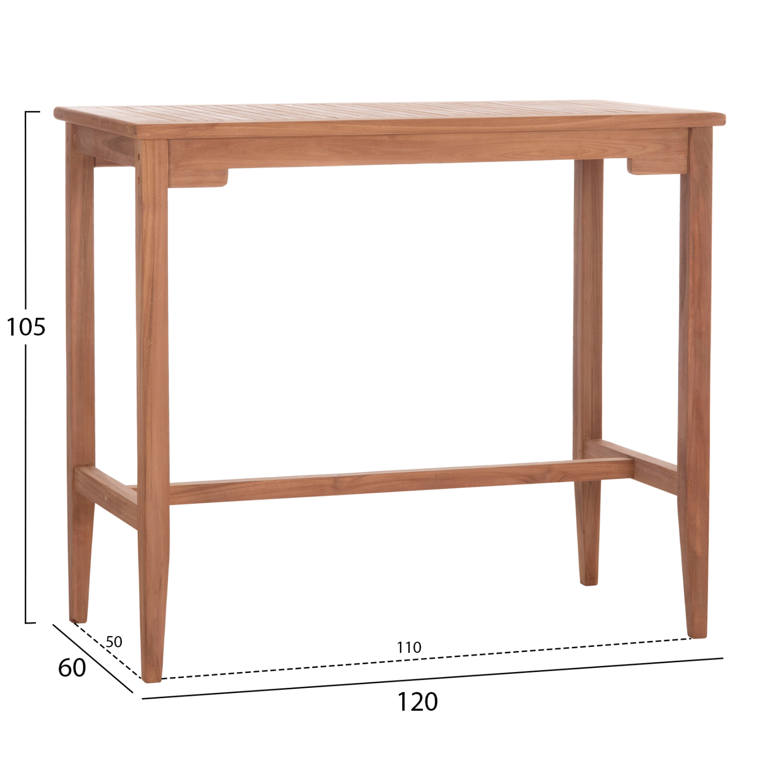 ΤΡΑΠΕΖΙ ΜΠΑΡ CRANSTON HM18111 ΞΥΛΟ ΤΕΑΚ–ΦΥΣΙΚΟ ΧΡΩΜΑ 120x60x105Υεκ.