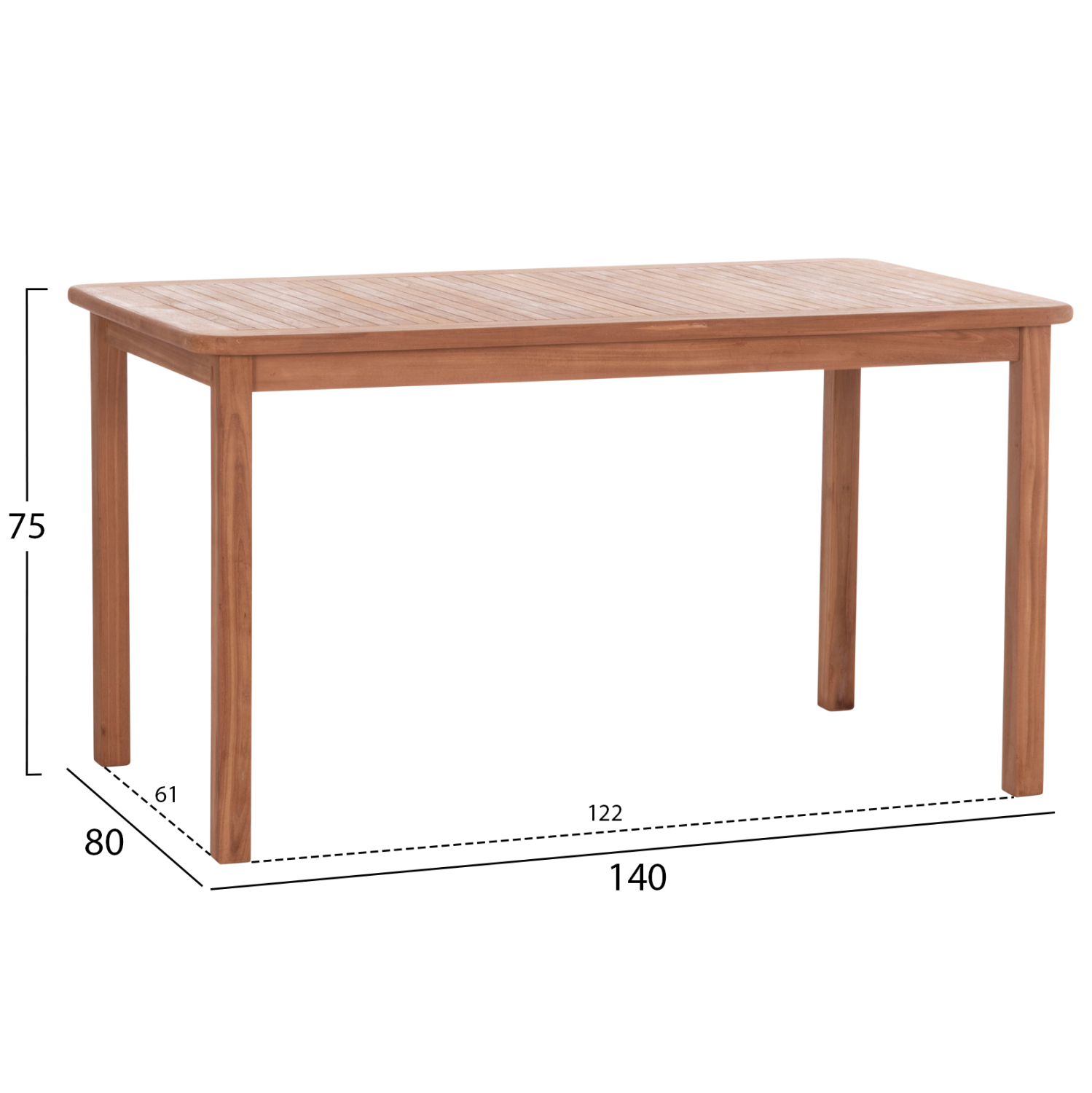 ΤΡΑΠΕΖΙ ΟΡΘΟΓΩΝΙΟ PRESSCOT HM18123 ΞΥΛΟ TEAK–ΦΥΣΙΚΟ 140x80x76Υεκ.