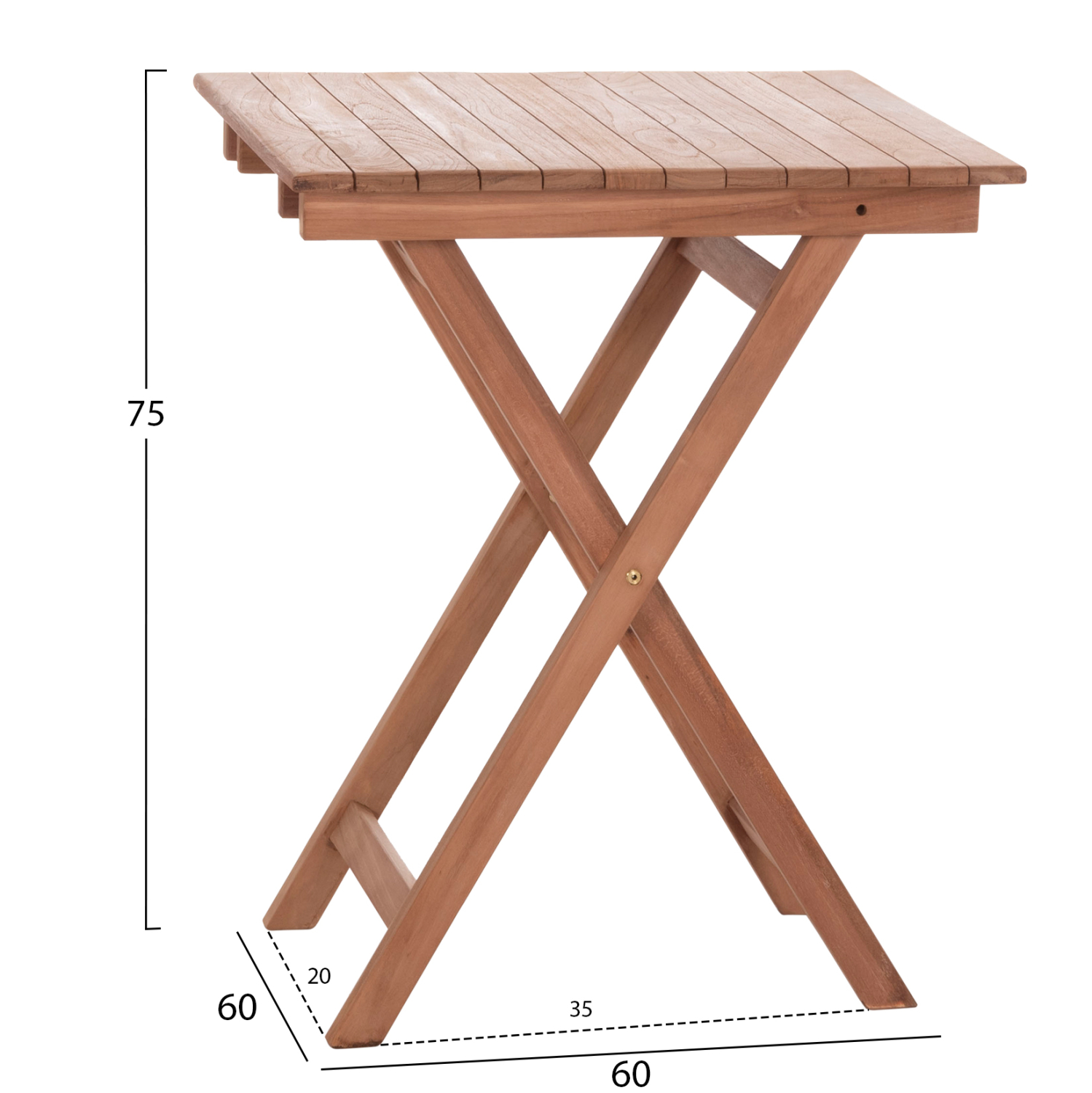ΤΡΑΠΕΖΙ ΣΚΗΝΟΘΕΤΗ ΤΕΤΡΑΓΩΝΟ HEIDEL HM18121 ΞΥΛΟ TEAK–ΦΥΣΙΚΟ 60x60x75Υεκ.
