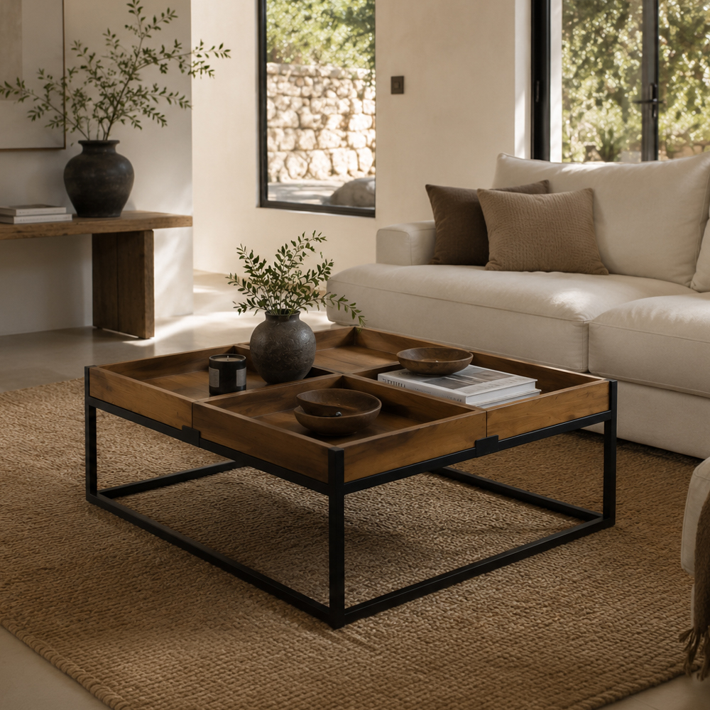 COMBO COFFEE TABLE ΚΑΡΥΔΙ ΜΑΥΡΟ 84x80x42