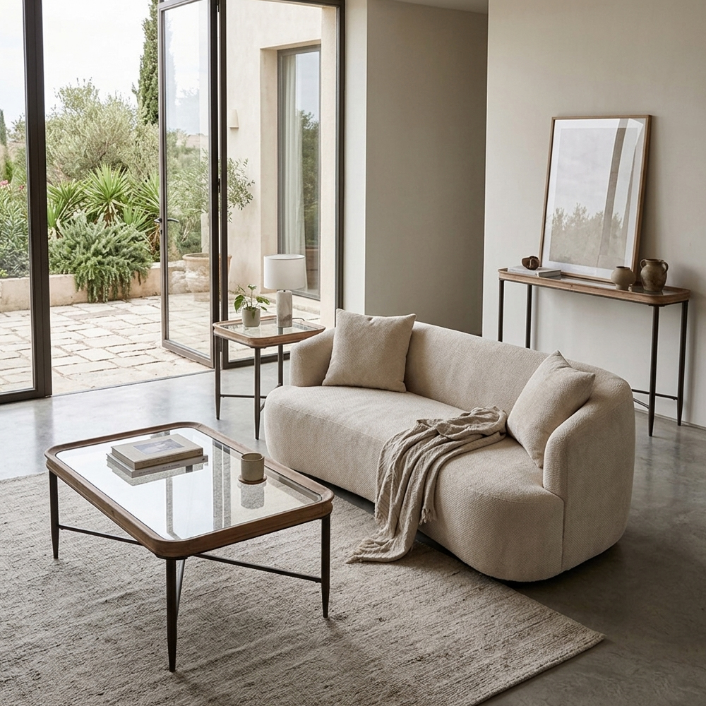 MARAIS SIDE TABLE ΦΥΣΙΚΟ ΜΑΥΡΟ 45x45x51.5