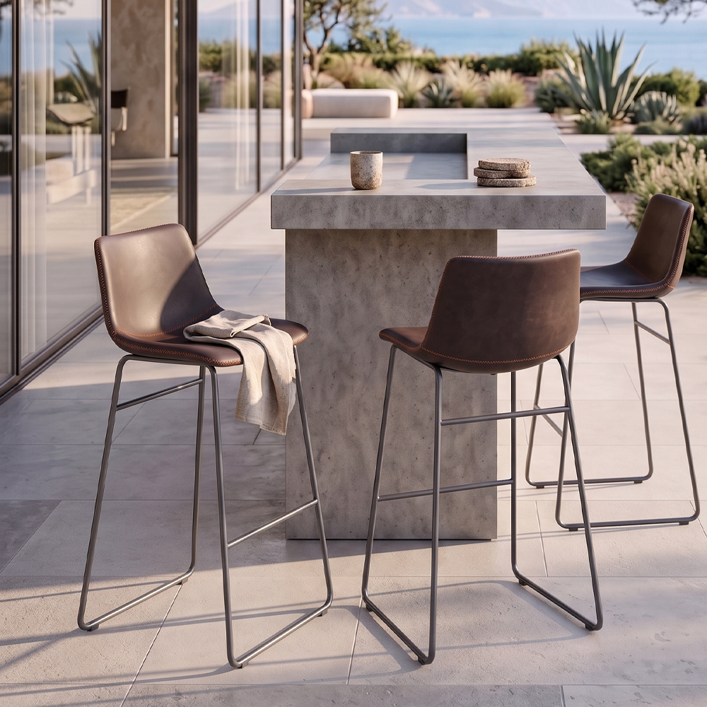 NUEVO XL ΣΚΑΜΠΟ BAR ΚΑΦΕ ANTIQUE WASHED ΜΑΥΡΟ 47x57x100cm
