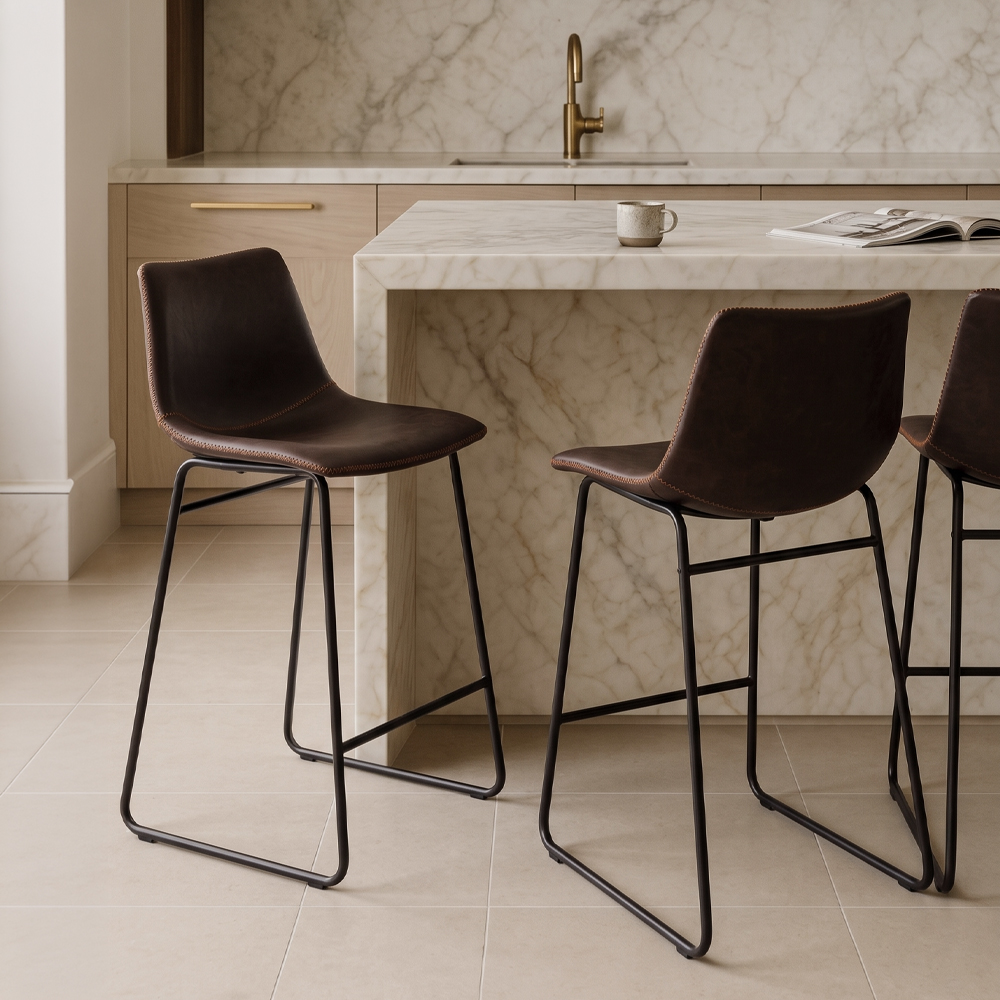 NUEVO ΣΚΑΜΠΟ BAR ΚΑΦΕ ANTIQUE WASHED ΜΑΥΡΟ 46×57.5x89cm