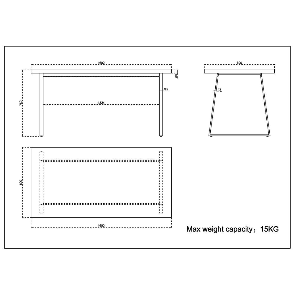 PLEGMA ΤΡΑΠΕΖΙ SONOMA ΜΑΥΡΟ 160x80x76cm