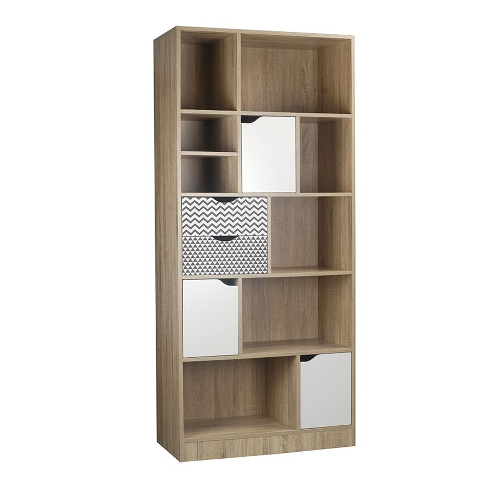 MINTONI ΒΙΒΛΙΟΘΗΚΗ SONOMA ΛΕΥΚΟ ΜΕ PATTERN 80x39x180cm