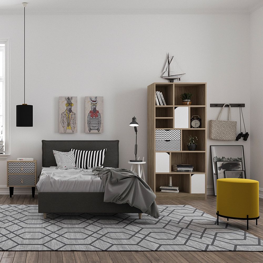 MINTONI ΒΙΒΛΙΟΘΗΚΗ SONOMA ΛΕΥΚΟ ΜΕ PATTERN 80x39x180cm