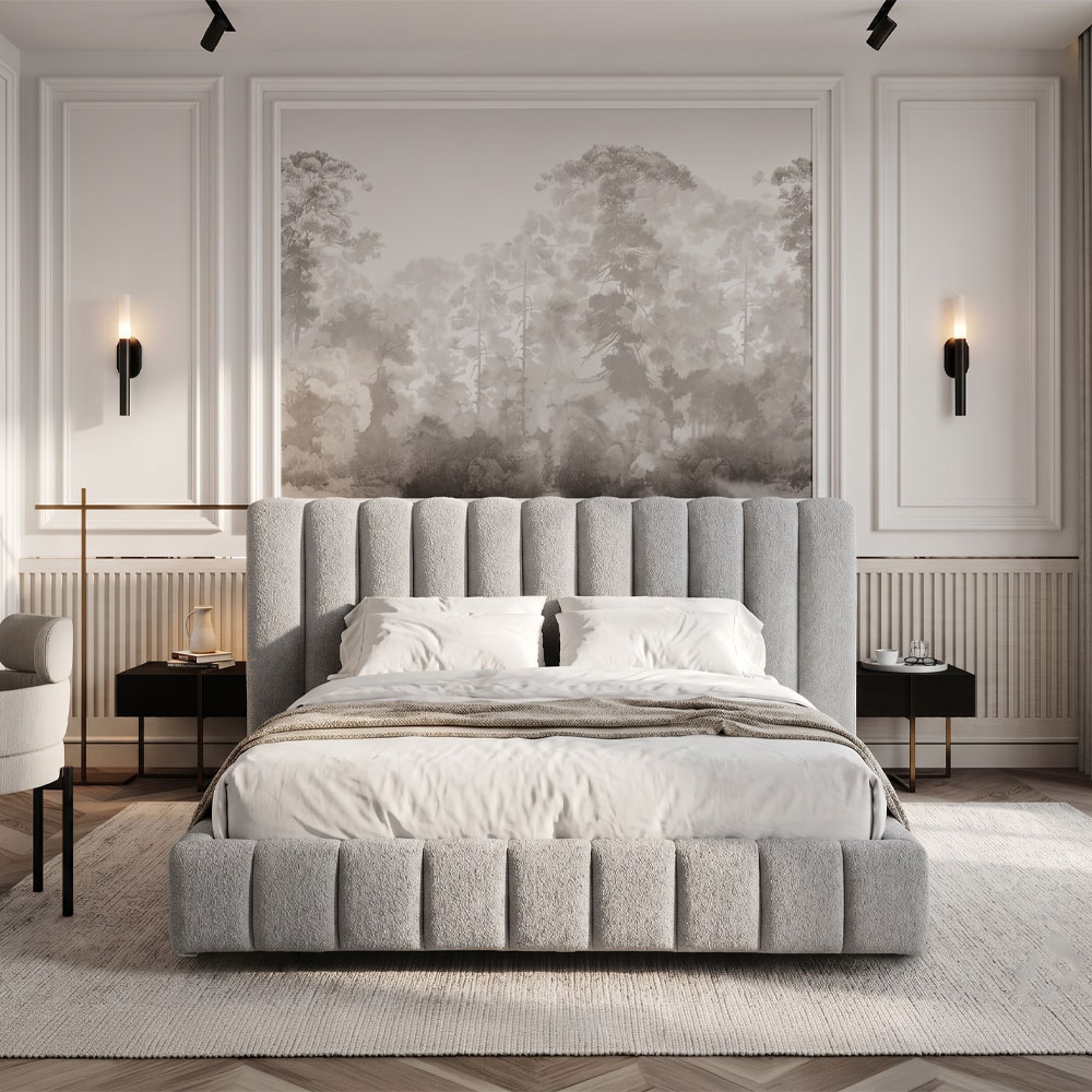 SAVAGIAR ΚΡΕΒΑΤΙ (ΓΙΑ ΣΤΡΩΜΑ 160x200cm) ΓΚΡΙ 210.5×220.5×109.7cm