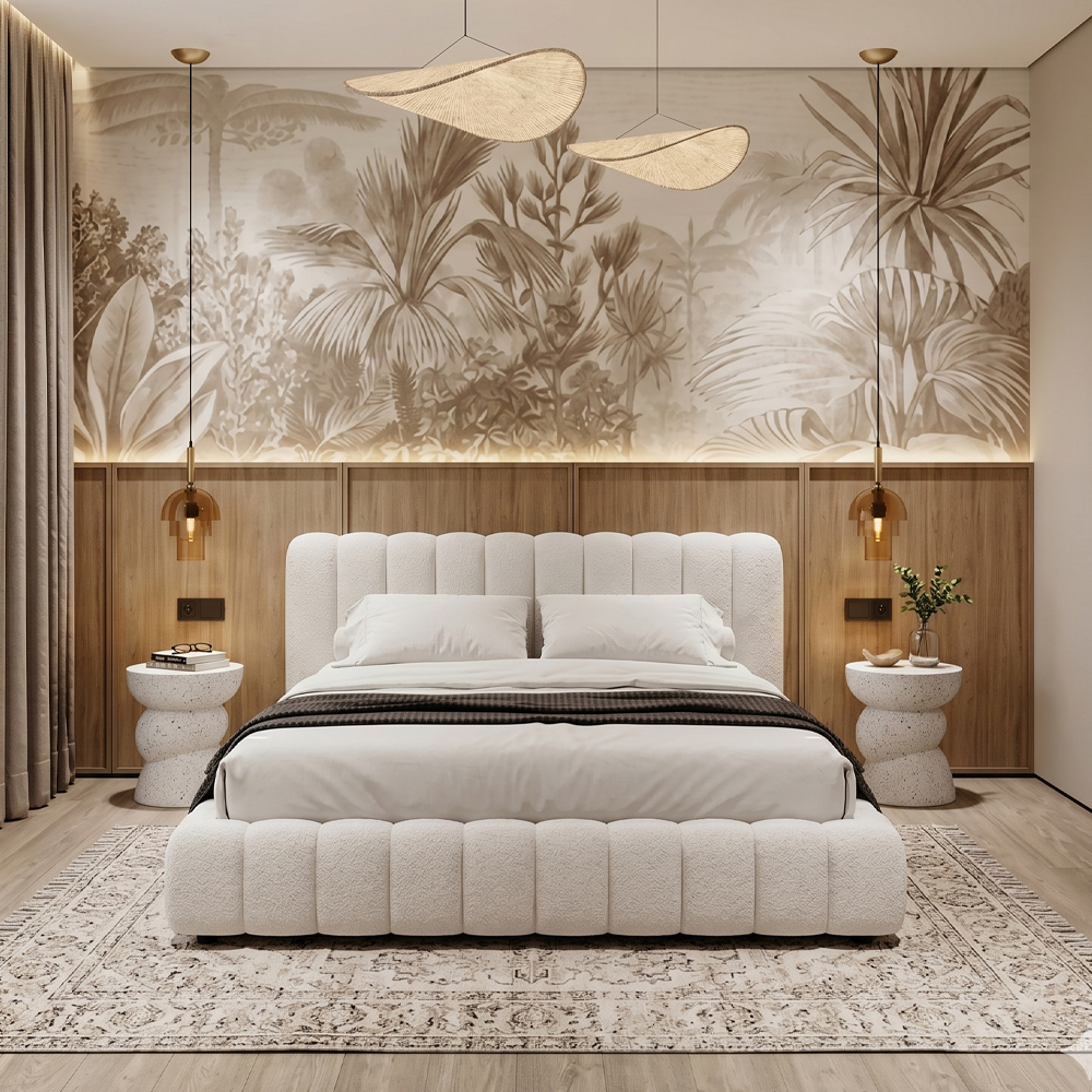 SAVAGIAR ΚΡΕΒΑΤΙ (ΓΙΑ ΣΤΡΩΜΑ 160x200cm) CREAM 210.5×220.5×109.7cm