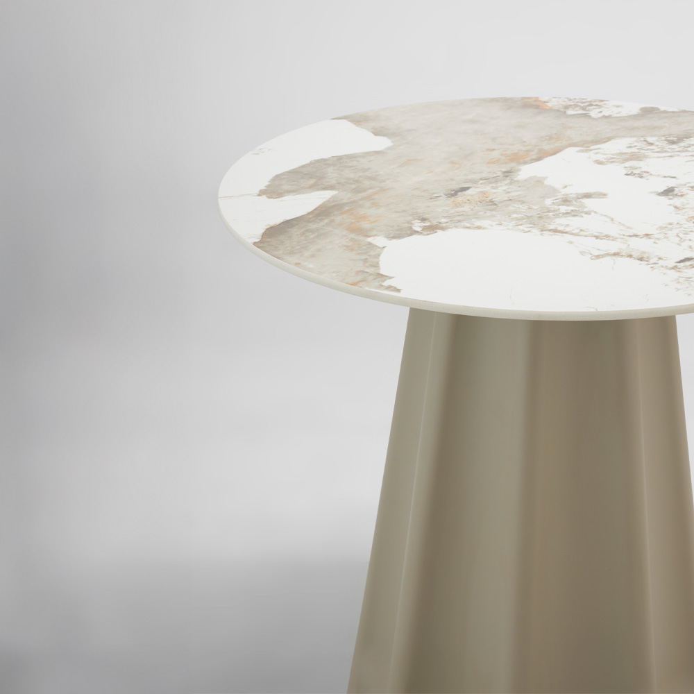 VELLUM ΤΡΑΠΕΖΙ BEIGE ΜΕ ΟΨΗ ΜΑΡΜΑΡΟΥ 80x80x76.5cm
