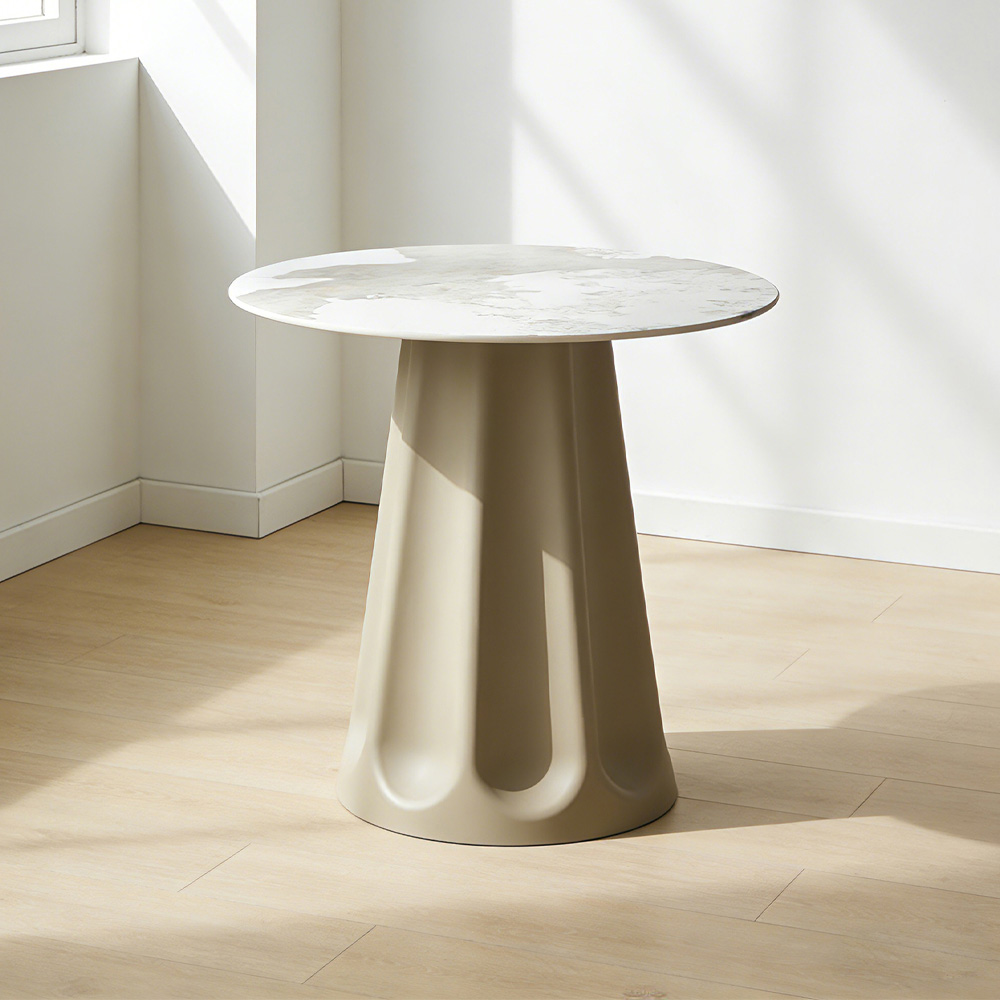 VELLUM ΤΡΑΠΕΖΙ BEIGE ΜΕ ΟΨΗ ΜΑΡΜΑΡΟΥ 80x80x76.5cm