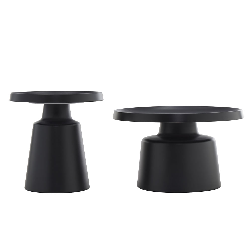 MOUSSE COFFEE TABLE SET 2ΤΕΜ ΜΑΥΡΟ ΜΑΤ 70x70x50cm