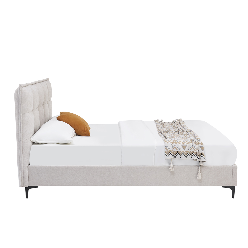 BUTTON ΚΡΕΒΑΤΙ (ΓΙΑ ΣΤΡΩΜΑ 160x200cm) BEIGE 183x217x112cm