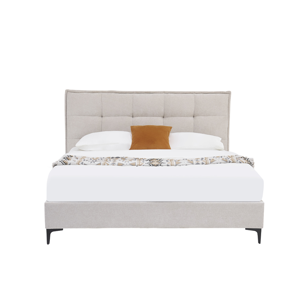 BUTTON ΚΡΕΒΑΤΙ (ΓΙΑ ΣΤΡΩΜΑ 160x200cm) BEIGE 183x217x112cm