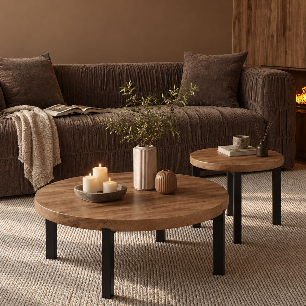 BOBBA COFFEE TABLE SONOMA ΜΑΥΡΟ 80x80x45cm